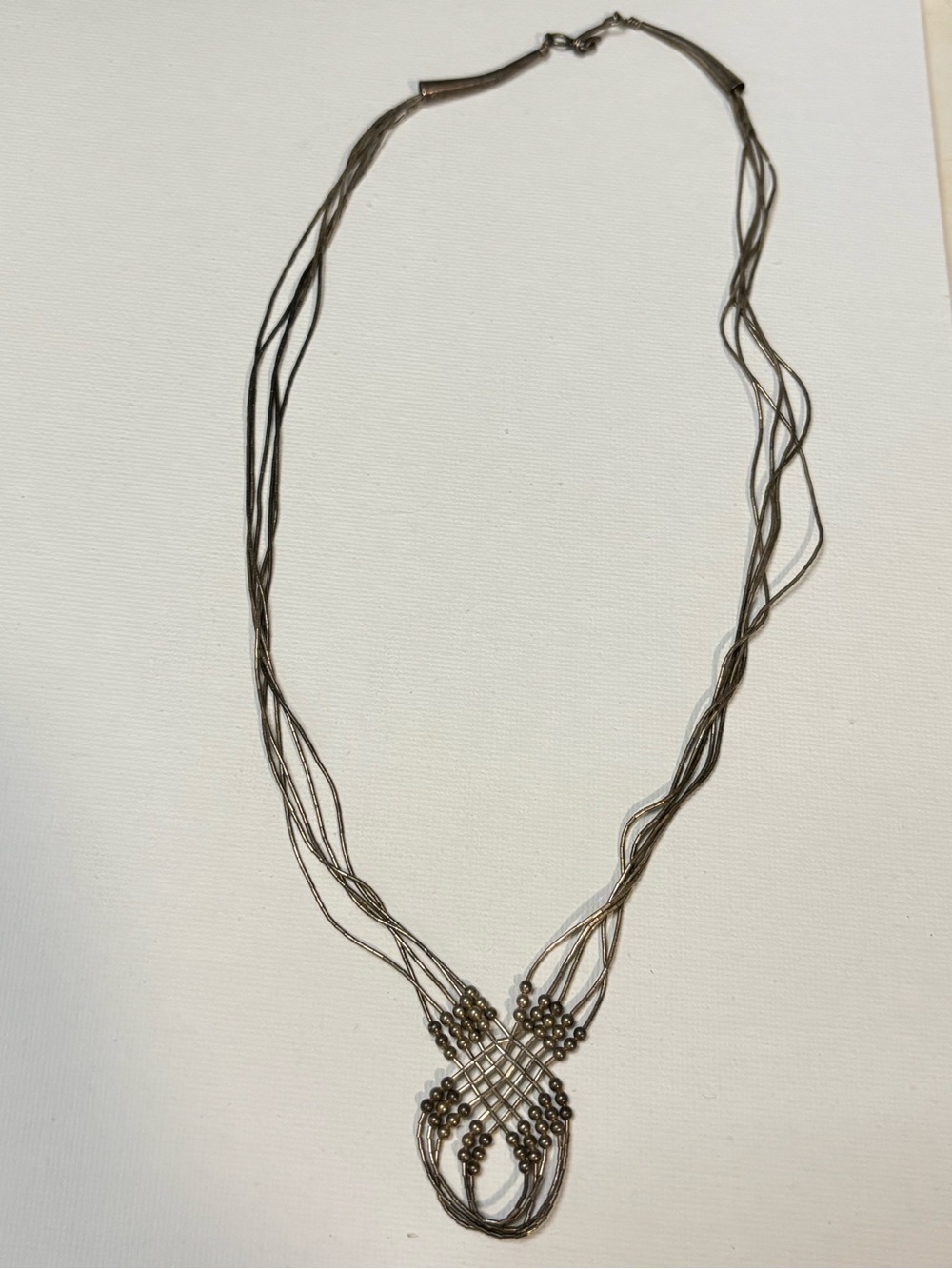 Vintage liquid sterling silver Multi-Strand Silver-Necklace